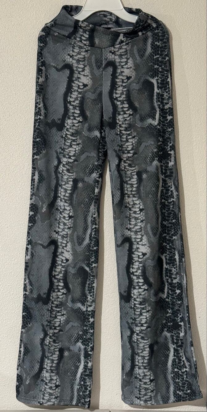 WIN WIN Grey Snake Pattern Flare Wide Leg Lounge Pants S Concert Festival Edgy